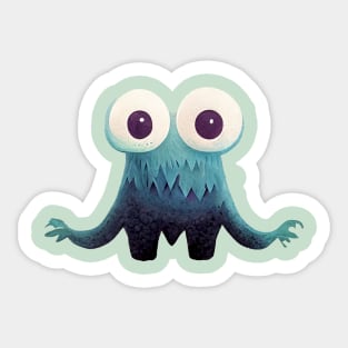 Cute Blue Monster With Big Eyes Sticker